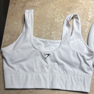Gymshark White Scoop Sports Bra with Logo